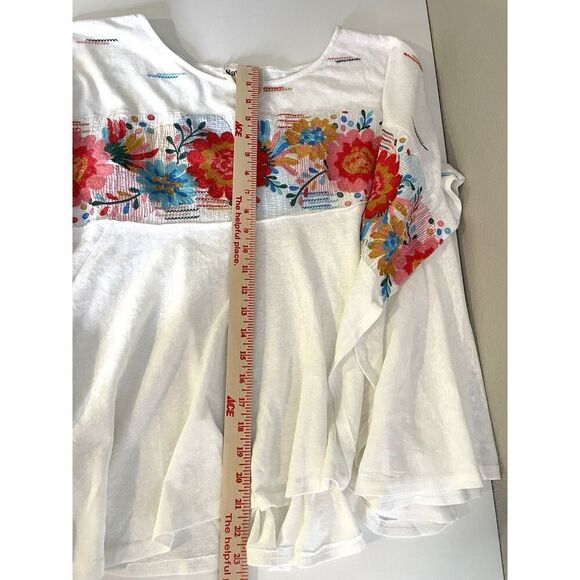 Savanna Jane Size 1X 2X Embroidered Top PonchoWhite Floral Flowers Plus - Picture 9 of 10